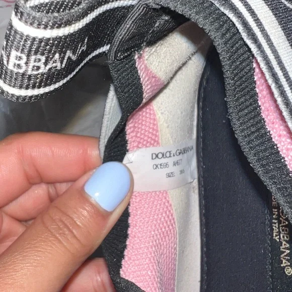 Dolce & Gabbana Pink and Black Slip-On Sneakers - Picture 4 of 4